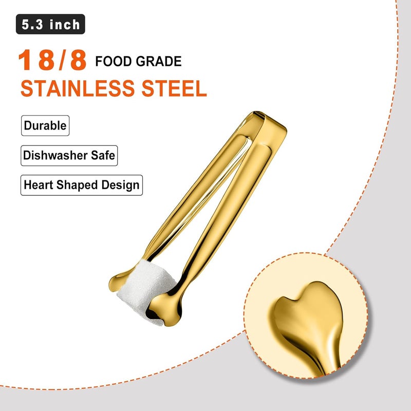 ANYTRP Serving Tongs, 12-Packs Stainless Steel Sugar Tongs, 5.3inch Small Tongs Kitchen Tongs Appetizers Tongs for Serving Food, Buffets, Coffee Bar, Tea Party, Desserts Party and Ice Bucket - Image 3