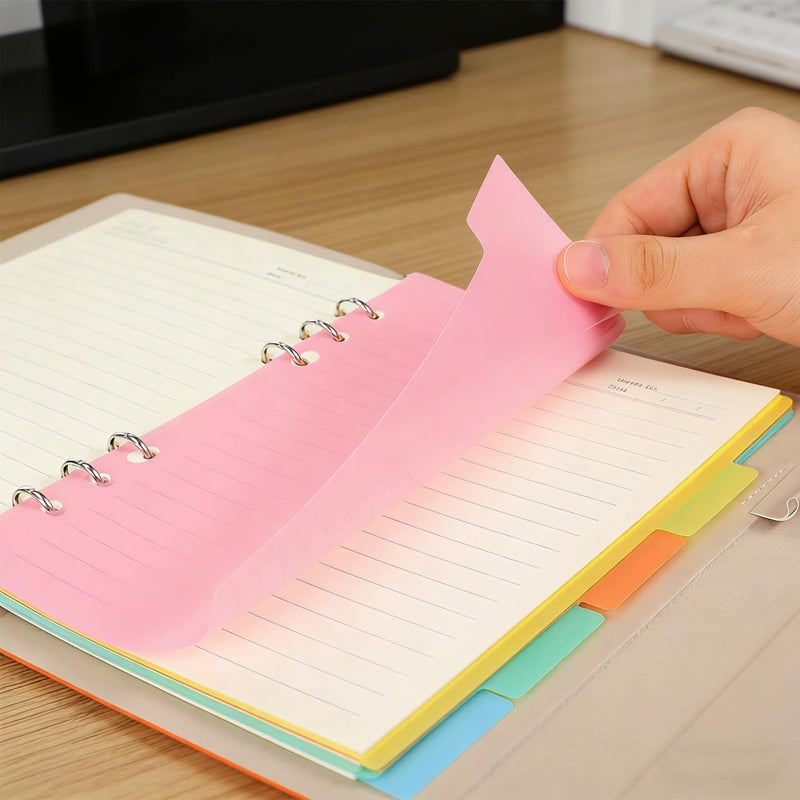 STOBOK A5 Binder Dividers Labels Plastic Tabs Insertable Index Dividers for Office Organization Colorful Pastel Divider Tabs for Binders and Files - Image 3