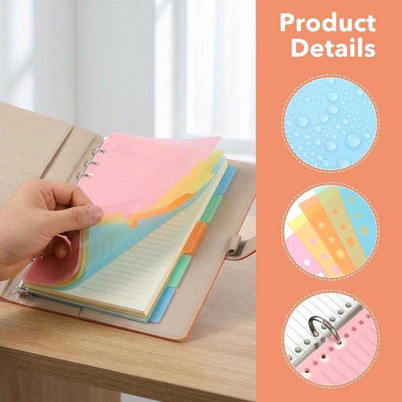 STOBOK A5 Binder Dividers Labels Plastic Tabs Insertable Index Dividers for Office Organization Colorful Pastel Divider Tabs for Binders and Files - Image 5