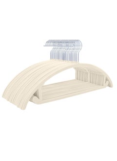 Red Dot Gift MIZGI Premium Velvet Hanger Ivory Color 44.5cm Pack of 30 Heavy-duty- Non-Slip No Shoulder Bump Suit Hangers - Chrome Hooks,Space Saving Clothes Hangers,Rounded Hangers for Coat.(ivory 30pack)  - Image 1