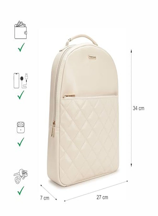 Fastrack Puffup Backpack | Quilted Faux-Leather Backpack For Women | Compact Bag with Tablet Sleeve & Utility Pockets - Image 5