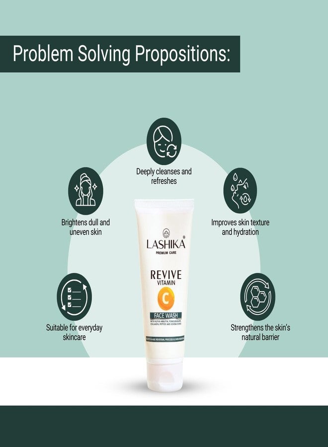 Lashika Revive Vitamin C Facewash | With Niacinamide, Peptide & Ceramide NP | Brightening & Hydrating | Face Wash for Glowing Skin | All Skin Types | 100ml - Image 2