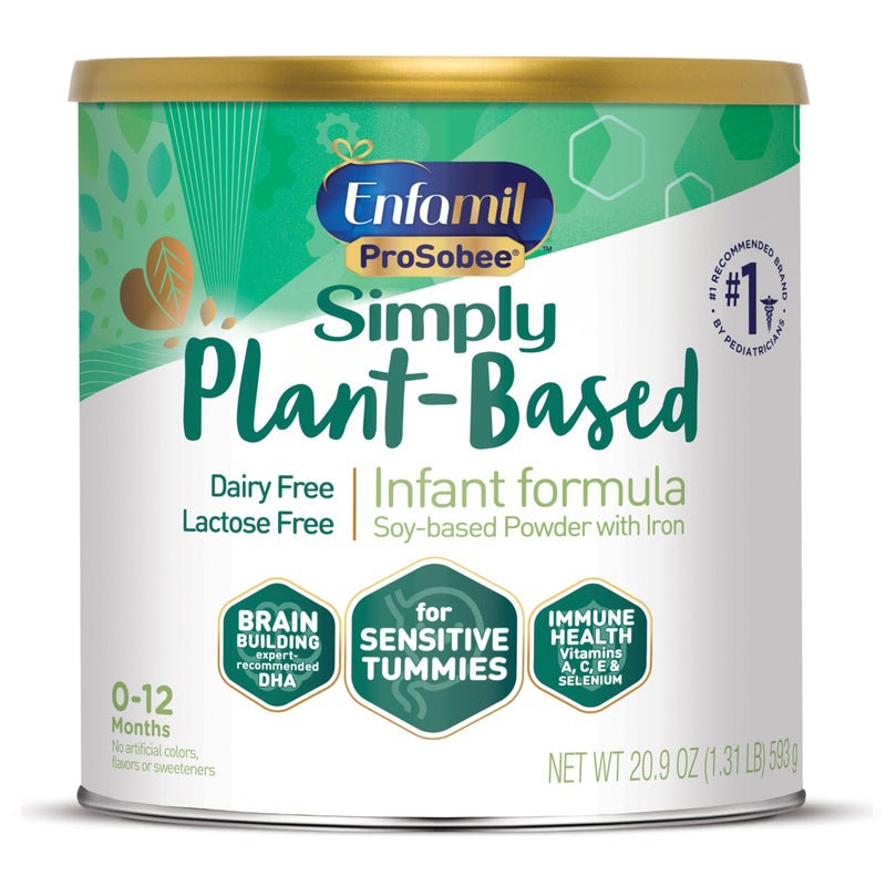 Enfamil Prosobee Plant based Baby Formula, for Sensitive Tummies, Soy-based Plant Sourced Protein, Vitamins for Immune Support, Lactose-free, Milk free, Gluten free, 20.9 Oz Can - Image 1