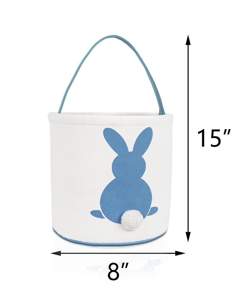 MONOBLANKS Easter Bunny Basket Bags Carrying Gift and Eggs Hunt Bag,Rabbit Canvas Toys Bucket Tote (A-Polka dot) - Image 4