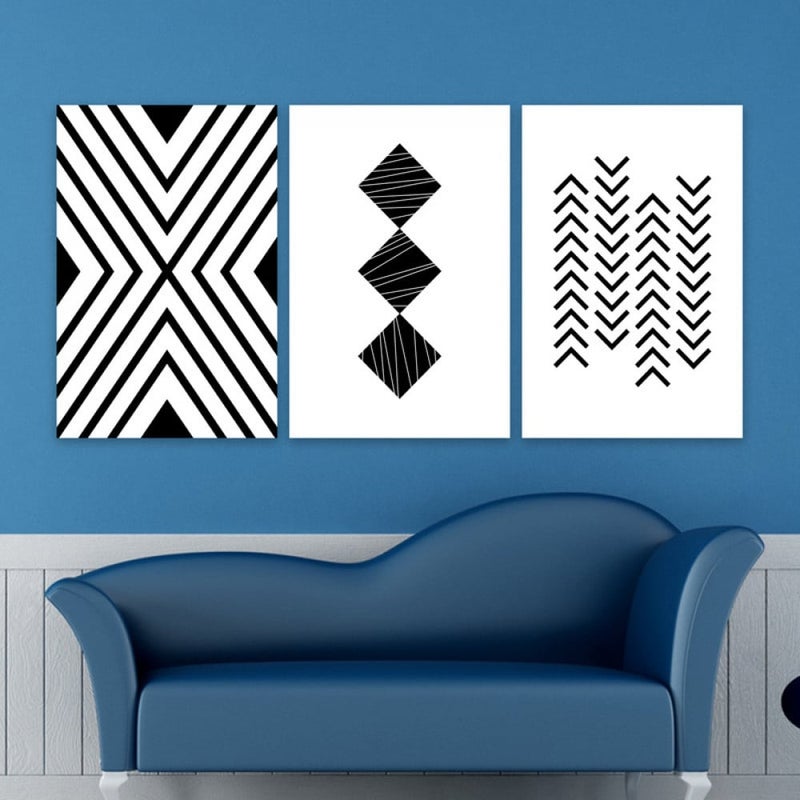 Marktna Three luxurious modern canvas prints with a hollow frame, measuring (90×40), three pieces - Image 1