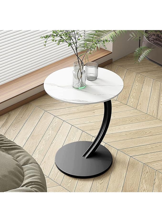 RELEMTRA - RELEMTRA C Table End Table C Shaped Side Table Tall Sofa Side Snack Table for Small Space Sturdy Slide Under Couch Table with Metal Frame for Living Room Bedroom - Image 1