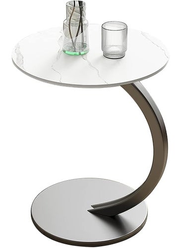 RELEMTRA C Table End Table C Shaped Side Table Tall Sofa Side Snack Table for Small Space Sturdy Slide Under Couch Table with Metal Frame for Living Room Bedroom - pzsku/ZC76B238C38C536699072Z/45/1746637670/caaf0c76-d892-46e6-b4aa-882b1fc6f89a