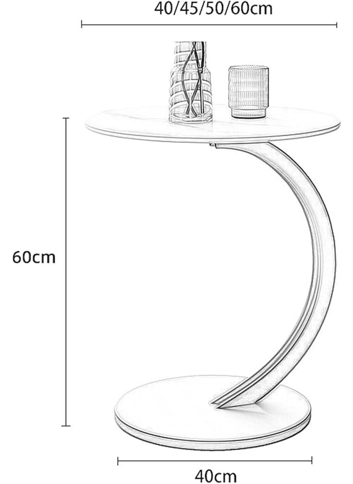 RELEMTRA - RELEMTRA C Table End Table C Shaped Side Table Tall Sofa Side Snack Table for Small Space Sturdy Slide Under Couch Table with Metal Frame for Living Room Bedroom - Image 1