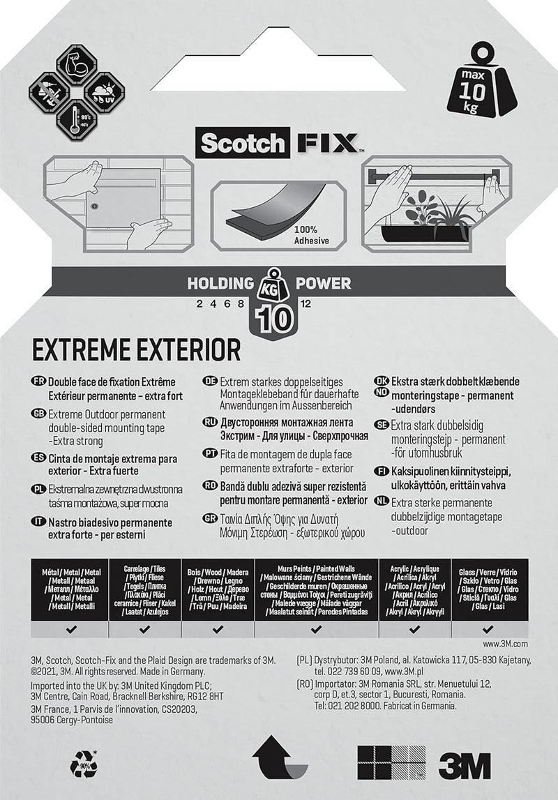 Scotch  Extreme Exterior Double-Face Mounting Tape Red And Black 19Mm X 1.5M - Image 3