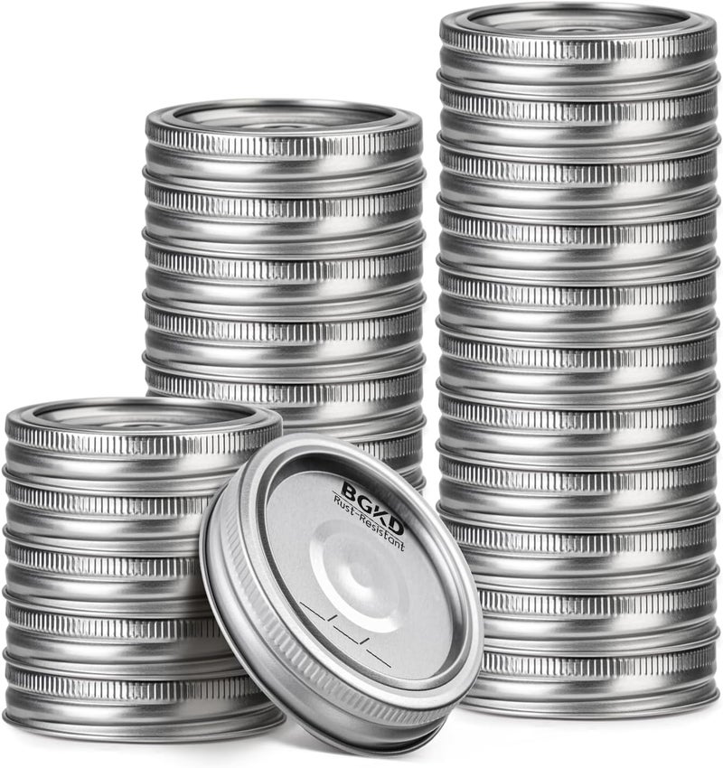 BGKD 48Pcs Rust-Proof Wide Mouth Mason Jar Lids and Rings, Canning Lids with Bands Wide Mouth for Ball or Kerr, Large Mouth Mason Jars lid - Image 1