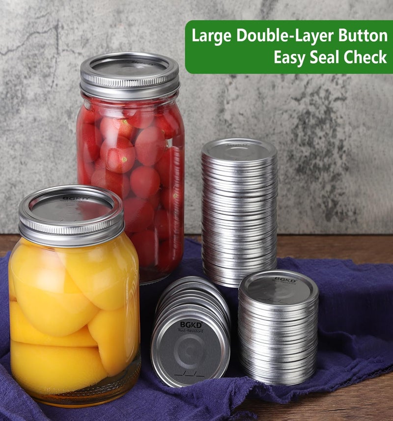 BGKD 48Pcs Rust-Proof Wide Mouth Mason Jar Lids and Rings, Canning Lids with Bands Wide Mouth for Ball or Kerr, Large Mouth Mason Jars lid - Image 5