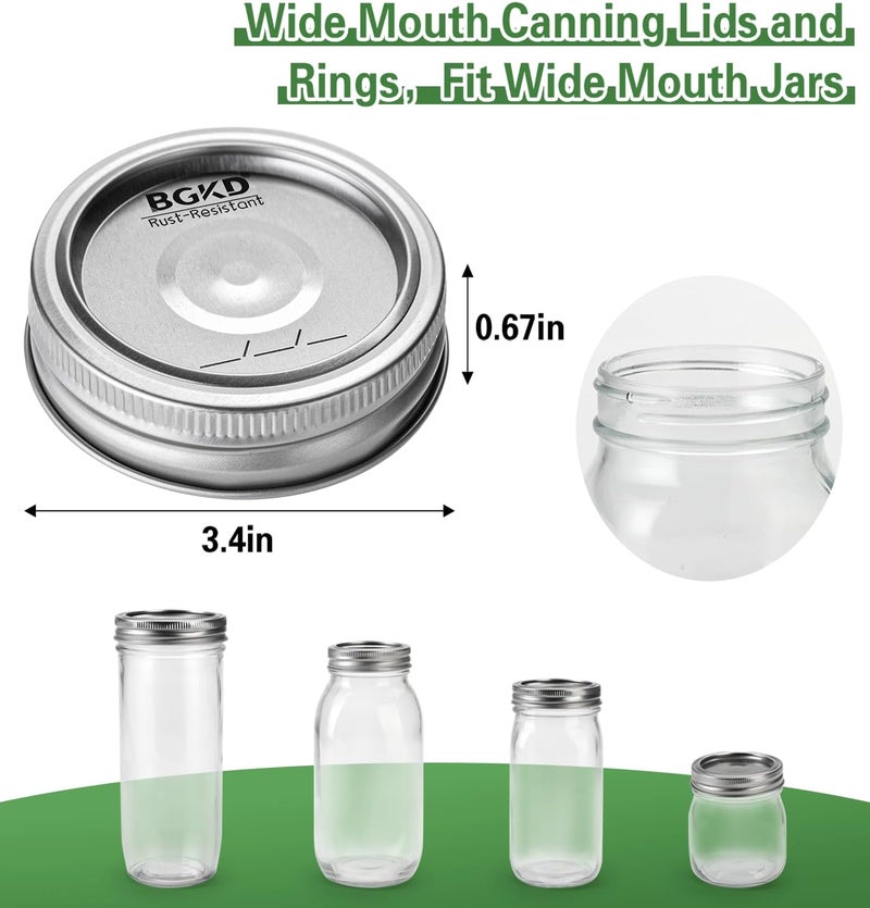 BGKD 48Pcs Rust-Proof Wide Mouth Mason Jar Lids and Rings, Canning Lids with Bands Wide Mouth for Ball or Kerr, Large Mouth Mason Jars lid - Image 2