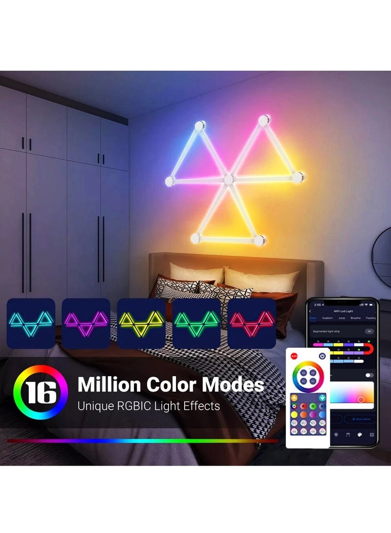 WIFI LED Smart Wall Lamp, RGBIC Light, Bar DIY Atmosphere Night Light, APP Control Music Rhythm for TV Backlight Bedroom Game Room (6 Pcs) - Image 2