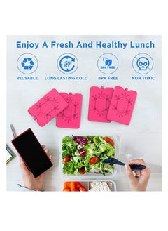 sokany 4 Pieces Ice Packs for Lunch Box, Reusable Ultra Thin Freezer Packs, Long Lasting for Coolers, Cooler Bag for Work, School, Picnic. Keep Food Fresh, Lightweight Design for Easy Carrying (Pink)  - Image 3