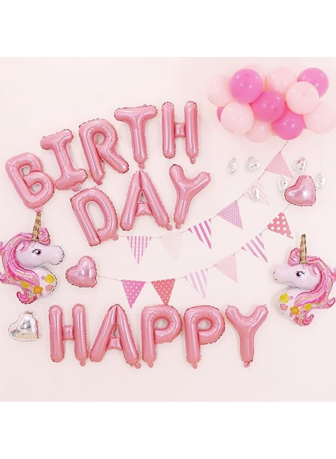 Pink Happy Birthday Balloons Banner,16 Inch Mylar Foil Letters Sign,Reusable Balloons for Women, Men, Boys & Girls Birthday Decorations - Image 4