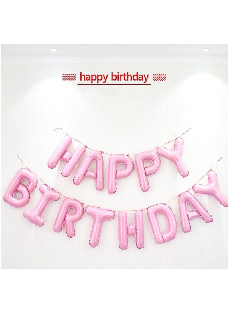Pink Happy Birthday Balloons Banner,16 Inch Mylar Foil Letters Sign,Reusable Balloons for Women, Men, Boys & Girls Birthday Decorations - Image 1