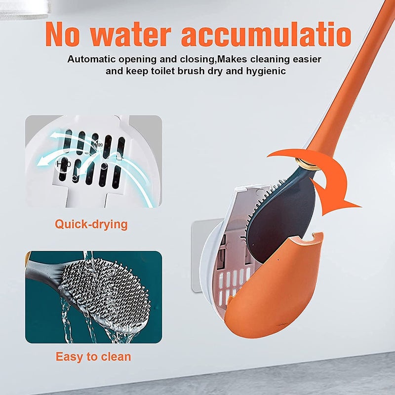 Cyrox Toilet Brush // Wall Mounted Toilet Cleaning Brush // Brush for Bathroom Cleaning with Soft Bristle Wall Hanged Brush with Holder for Bathroom Cleaning (1Pcs) - Image 3