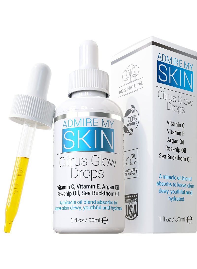 Admire My Skin Admire My Skin Vitamin C Gua Sha Oil for Face - Organic Facial Oil for Glowing Skin with + Argan & Rosehip Oils - For a Dewy, Youthful Glow 1oz 