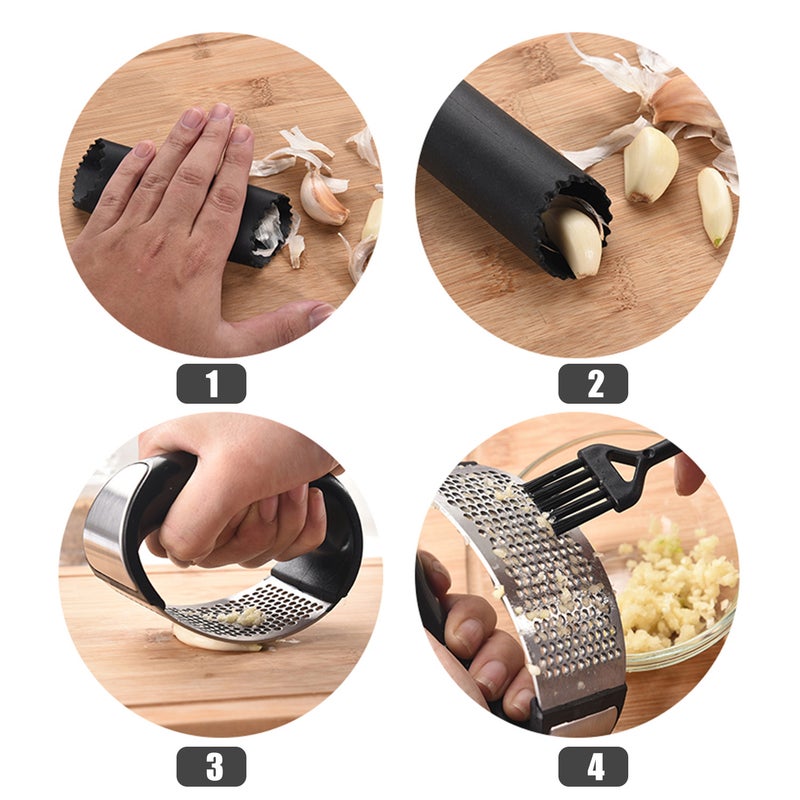 Garlic Press Handle Garlic Press Rocker Garlic Peeler Stainless Steel Kitchen Gadgets Dishwasher Safe - Image 2