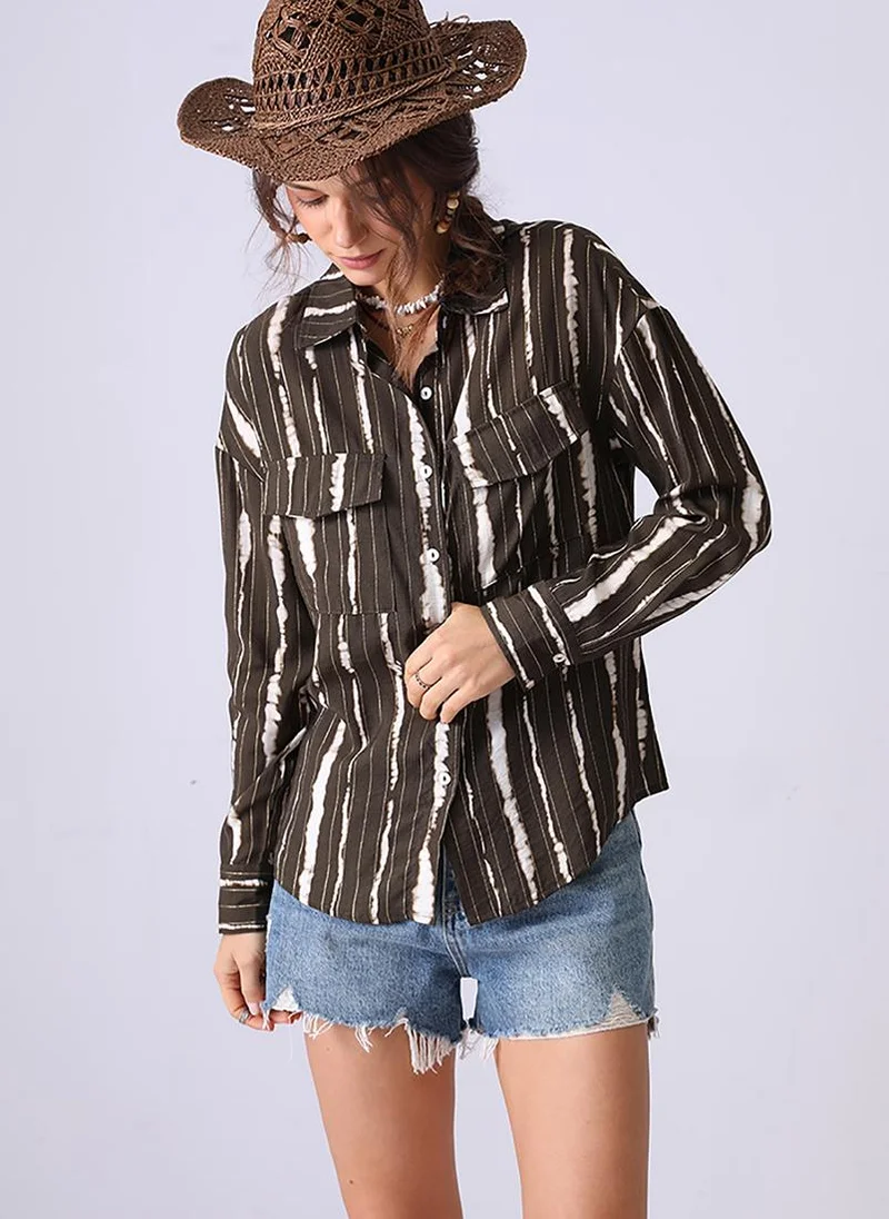 YUNIQEE Black & White Spread Collar Regular Sleeves Regular Fit Shirt