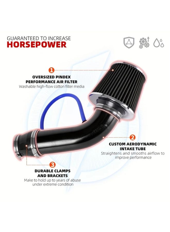 Car Aluminum Silver High Performance Intake Pipe 76mm Mushroom Air Filter Kit For Smooth Cold Air Flow - Image 5
