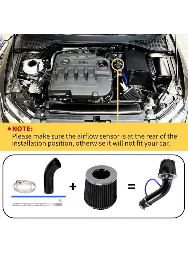 Car Aluminum Silver High Performance Intake Pipe 76mm Mushroom Air Filter Kit For Smooth Cold Air Flow - Image 4