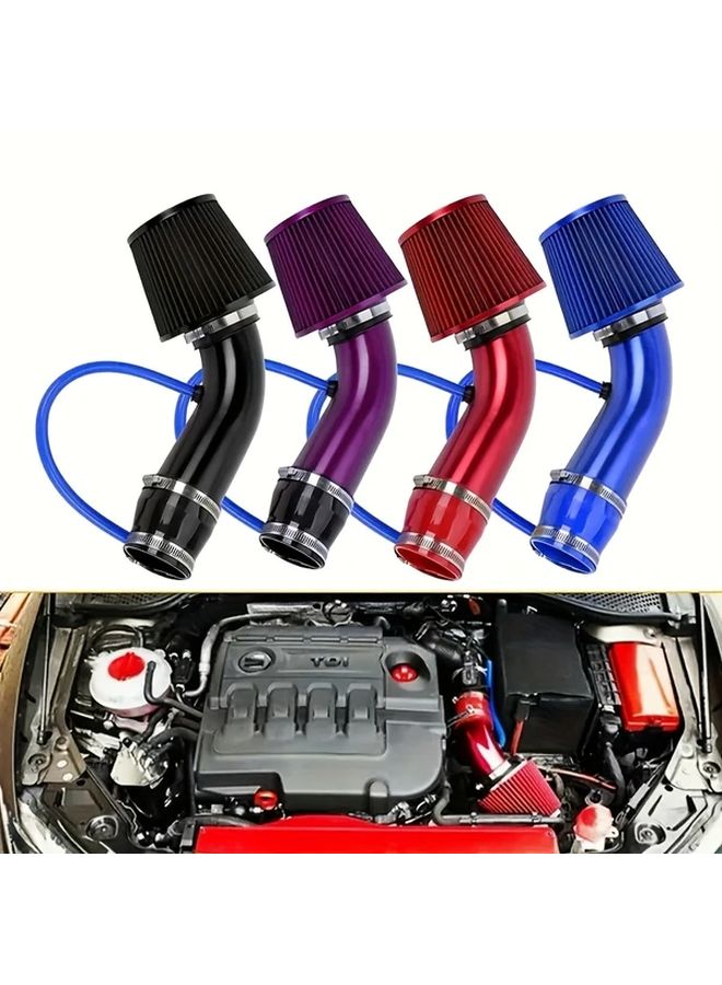 Car Aluminum Silver High Performance Intake Pipe 76mm Mushroom Air Filter Kit For Smooth Cold Air Flow - Image 1