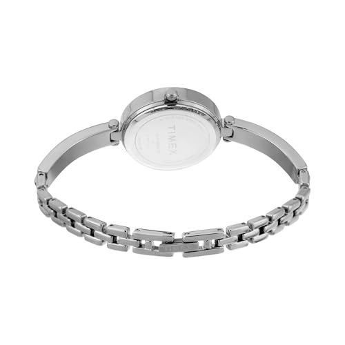 TIMEX Analog Watch for Women with Mother of Pearl Blue Round Dial & Silver Brass Bracelet Band Water Resistant Women's Wrist Watches - TWEL200SMU01 - Image 4