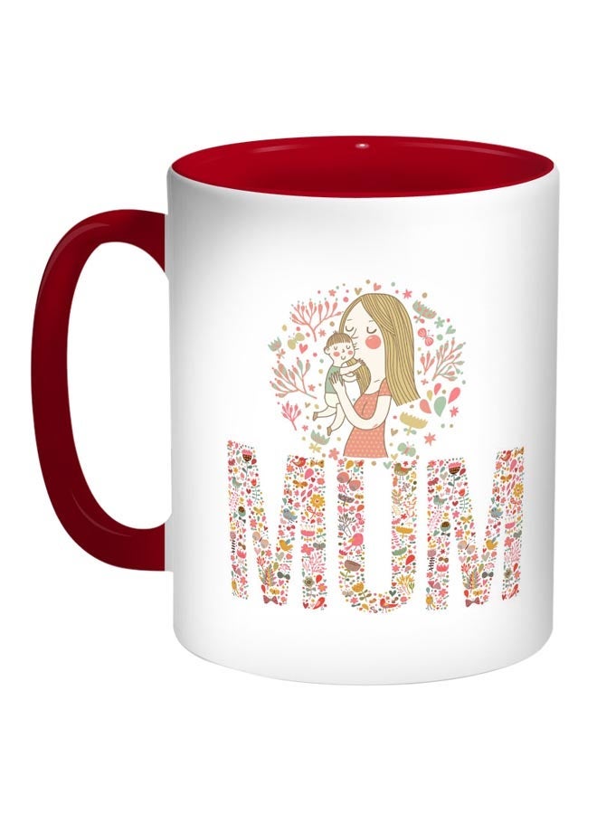 RYN Mum Printed Coffee Mug Red/White/Pink 11ounce