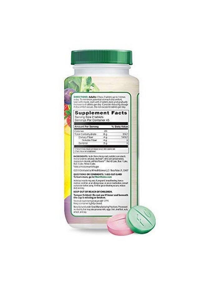 Fiber Choice - Daily Prebiotic Fiber Chewable Tablets Sugarfree 1 Gastroenterologist Recommendedⱡ Helps Support Regularity* Prebiotic Fiber 90 Count Assorted Fruit (Pack Of 2) - Image 1