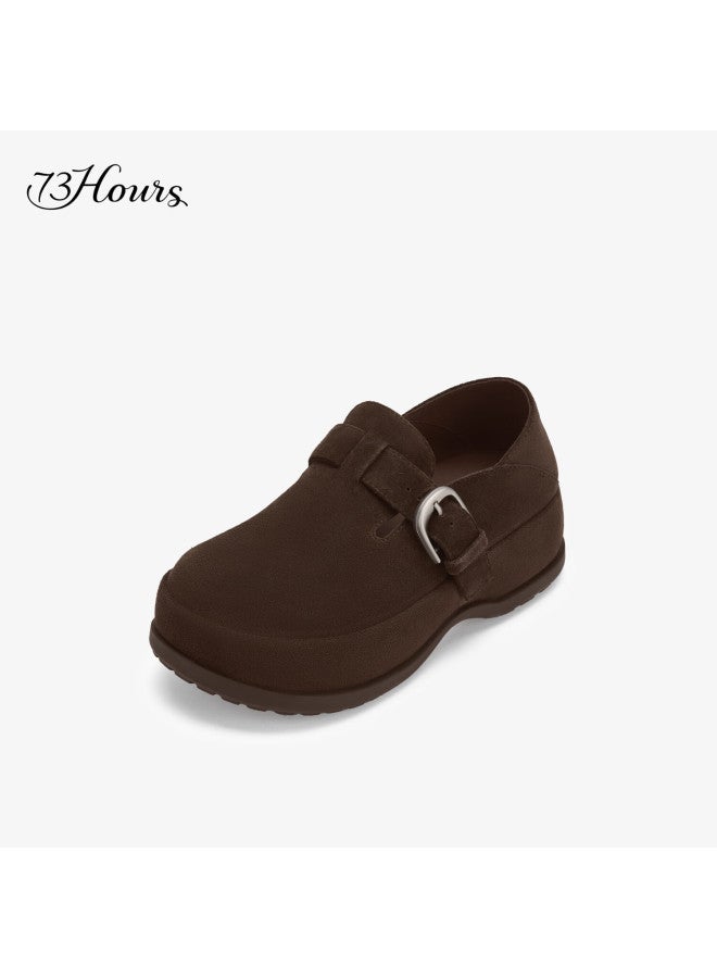 73hours Women's Toasted Bread Spring New Round Toe Flat Solid Color Birkenstock Casual Shoes - Image 4