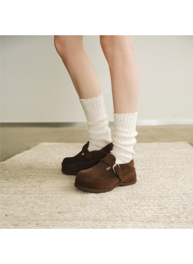 73hours Women's Toasted Bread Spring New Round Toe Flat Solid Color Birkenstock Casual Shoes - Image 2