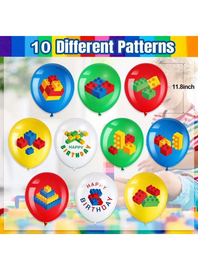 Harrycle 60 Pieces Building Blocks Themed Birthday Party Balloons, Brick Themed Balloons Decorations Building Block Party Latex Balloons Brick Party Balloons For Kids Toddlers Birthday Party Supplies - Image 2