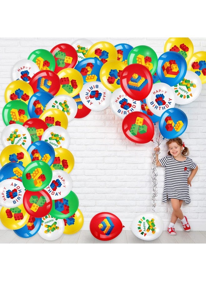 Harrycle 60 Pieces Building Blocks Themed Birthday Party Balloons, Brick Themed Balloons Decorations Building Block Party Latex Balloons Brick Party Balloons For Kids Toddlers Birthday Party Supplies - Image 4