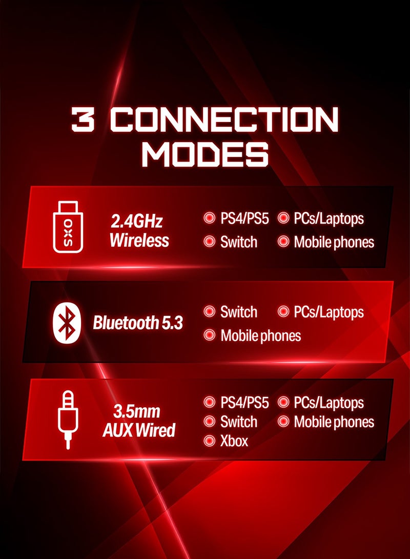 OXS AUDIO سماعة الألعاب اللاسلكية OXS Storm G2، سماعات فوق الأذن، عمر بطارية 40 ساعة مع صوت محيطي افتراضي 7.1، 3 أوضاع EQ، زمن انتقال منخفض 2.4GHz، سائق 50mm، ضوء RGB، بلوتوث 5.3، متوافقة مع الكمبيوتر، وحدة التحكم، الهاتف المحمول - برتقالي - Image 5