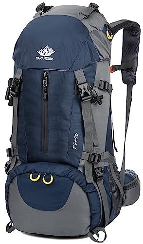 Esup 50L Camping Hiking Backpack Men with rain cover 45l+5l Lightweight Backpacking Backpack Travel Backpack (Blue) - Image 1