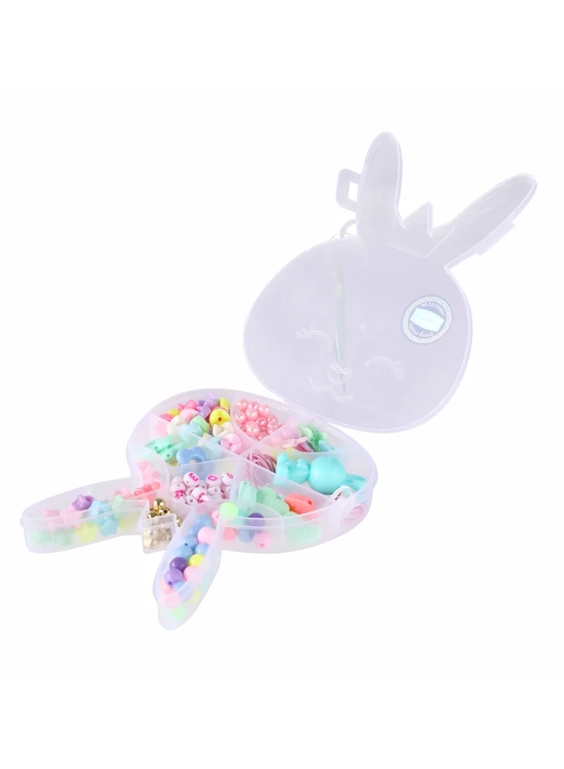TOOLY Bunny-Shaped DIY Beaded Bracelet Kit for Kids – Colorful Jewelry Making Set with Letters, Shapes & Charms – Easter Craft Gift for Girls Ages 3+