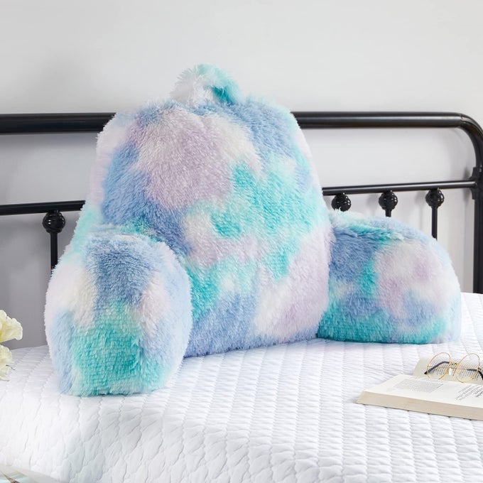 STYLISH ROSS FUR ADULTS KIDS READING PILLOW COZY SOFT BED WEDGE PILLOW WITH PREMIUM STUFFING PASTEL BACK SUPPORT PILLOW GIFT SIT UP BOLSTER PILLOW WITH ARMS BED CHAIR BACK CUSHION