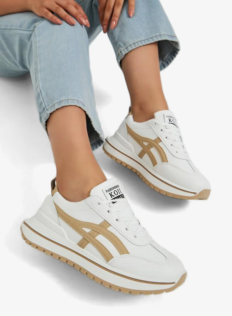 Styli Active Contrast Trim Lace-Up Chunky Sneakers with Back Pull Tab