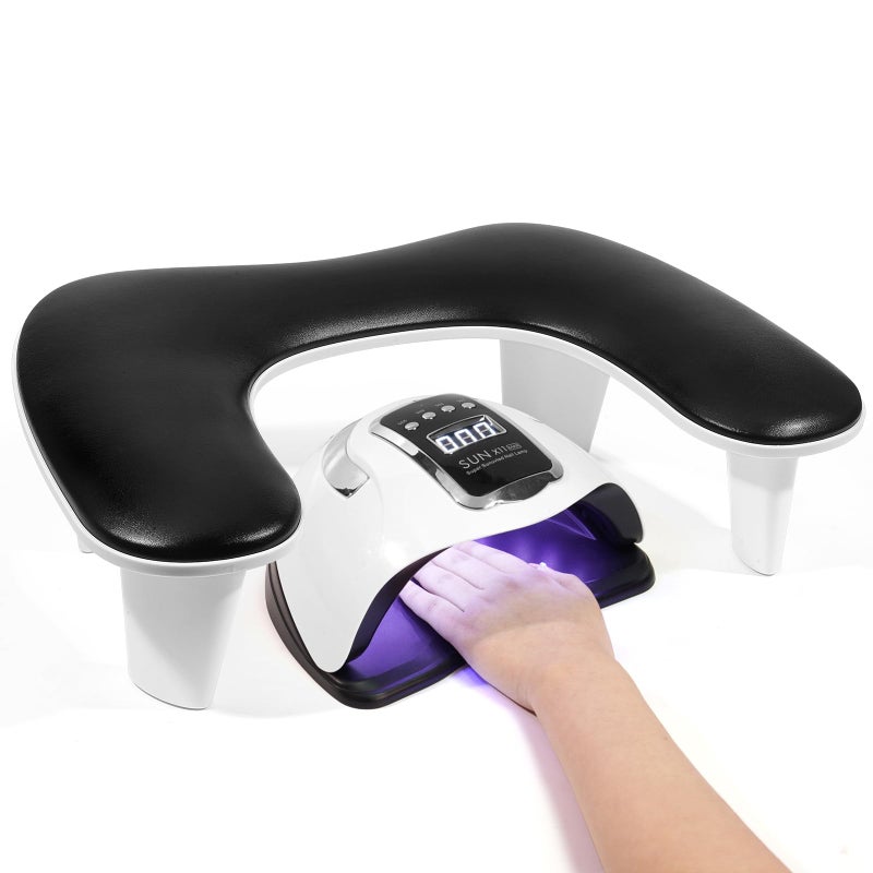 Quaferen Quaferen Arm Rest for Nails Tech Ushaped Manicure Nail Arm Rest Stand Black Big Armrest Microfiber PU Leather Hand Rest Pillow for Acrylic Nail Cushion