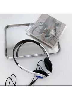 Retro Styled Wired Headphones for Trendy Outfits Blue + Apple patch cord