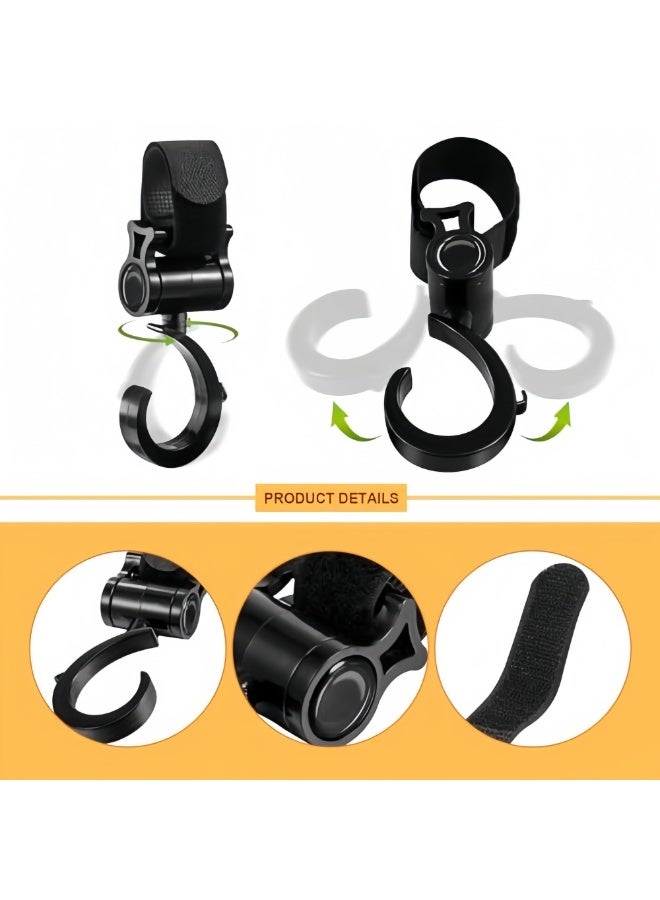 Mr. Penda 4 Pack Baby Stroller Hooks for Hanging Diaper Bags, Mommy Bag and Convenient Stroller Accessories, Organizer Hooks, Clips for Strollers Pushchair Buggy (Black) - Image 3