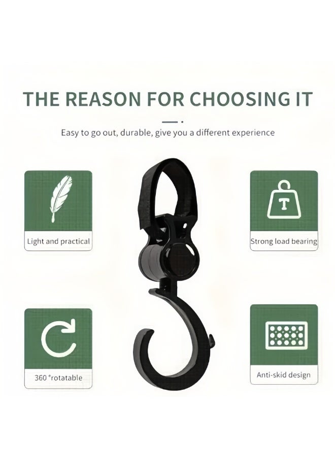 Mr. Penda 4 Pack Baby Stroller Hooks for Hanging Diaper Bags, Mommy Bag and Convenient Stroller Accessories, Organizer Hooks, Clips for Strollers Pushchair Buggy (Black) - Image 4