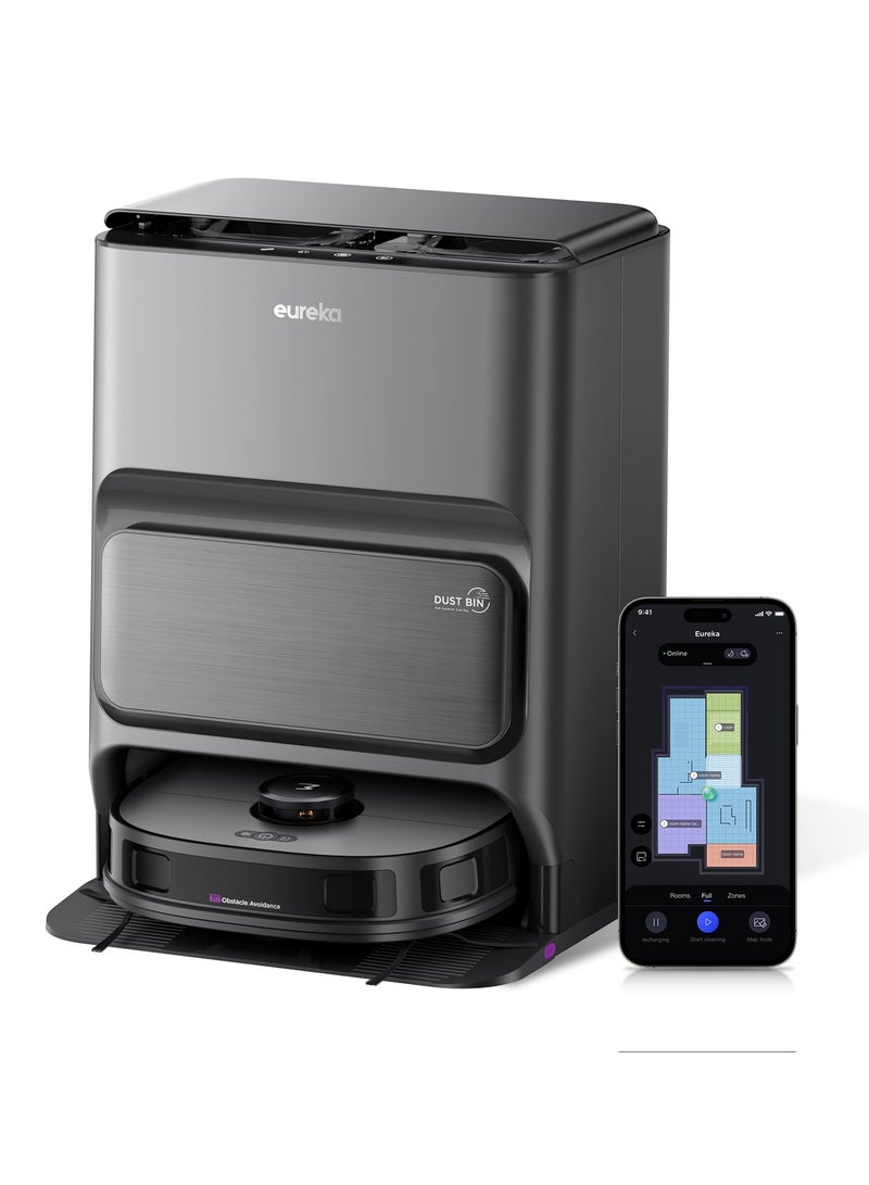 إيوريكا محطة الكل في واحد للمكنسة والممسحة الروبوتية EUREKA، مكنسة وممسحة روبوتية الكل في واحد، اكتشاف العوائق ثلاثية الأبعاد بالذكاء الاصطناعي، تجاوز ذكي للحيوانات الأليفة، اكتشاف السجاد الذكي للسجاد، مثالية ضد شعر الحيوانات الأليفة، تطبيق وتحكم صوتي، J12 أسود - Image 2
