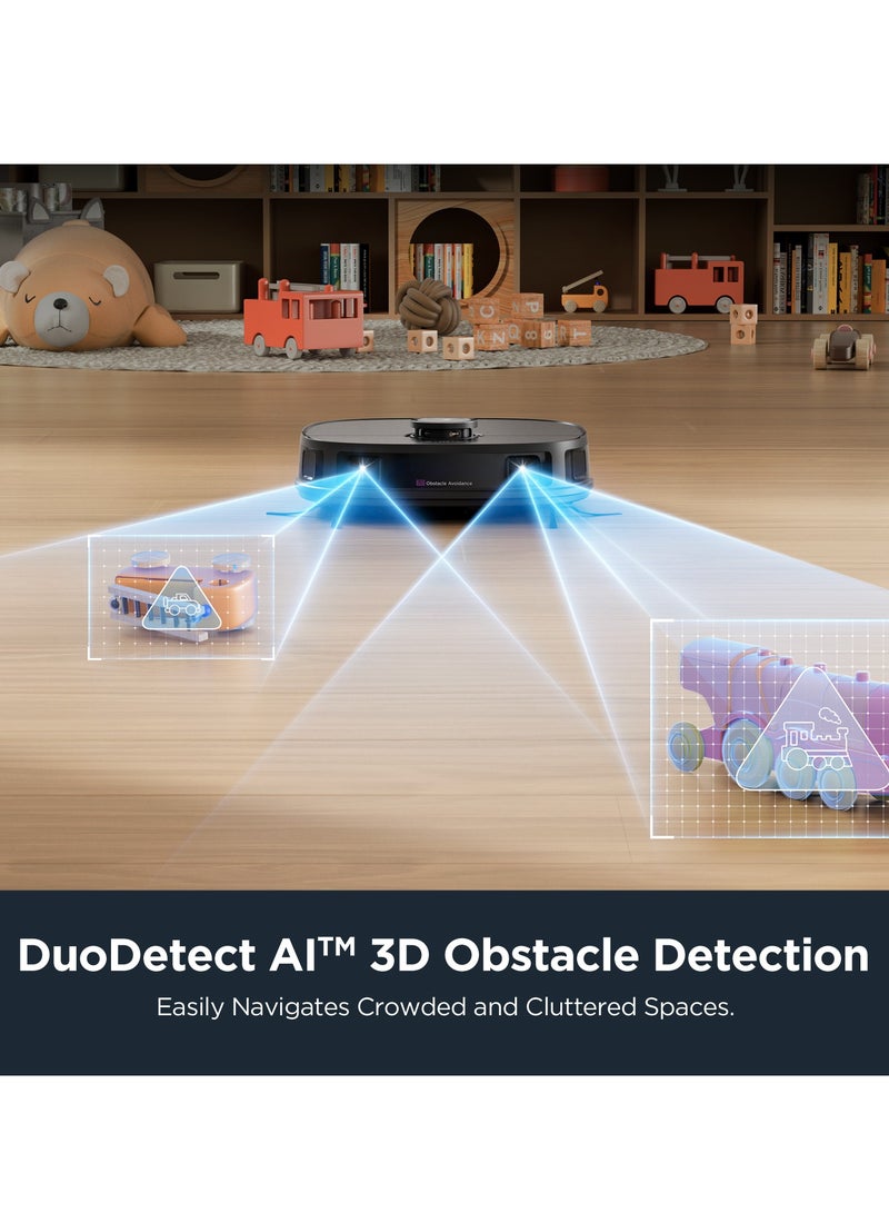 إيوريكا محطة الكل في واحد للمكنسة والممسحة الروبوتية EUREKA، مكنسة وممسحة روبوتية الكل في واحد، اكتشاف العوائق ثلاثية الأبعاد بالذكاء الاصطناعي، تجاوز ذكي للحيوانات الأليفة، اكتشاف السجاد الذكي للسجاد، مثالية ضد شعر الحيوانات الأليفة، تطبيق وتحكم صوتي، J12 أسود - Image 5