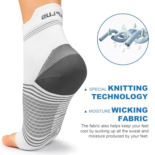 PAPLUS Plantar Fasciitis Sock (6 Pairs) for Men and Women, Compression Foot Sleeves with Arch and Ankle Support (White, Medium) - Image 5