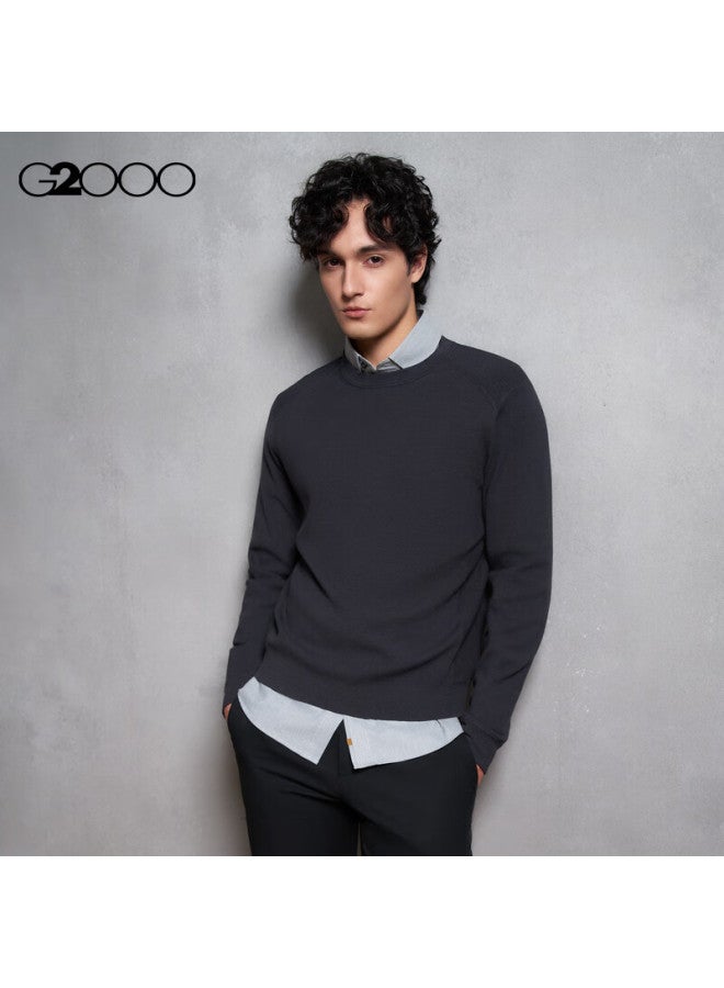 G2000 Soft Comfortable Men's  Autumn Winter Versatile Slim Fit Crew Neck Knit Sweater Mall Edition - Image 2