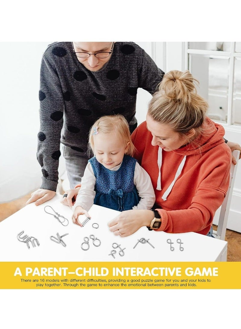 اختبار الذكاء لعبة الفكرية ألعاب الدماغ المضايقون الأسلاك المعدنية لغز حل الألعاب السحرية الألغاز المعدنية 16 قطعة - Image 2