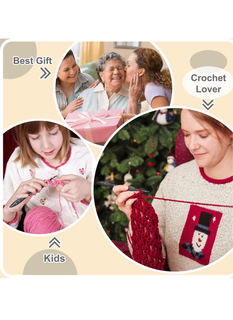 9 Sizes Crochet Hooks, Black Crochet Needles, Ergonomic Soft Grip Aluminum Crochet Hook Set, Lightweight Knitting & Crochet Supplies, for Arthritic Hands Beginners Kids Adults 2.0mm(B)-6.0mm(J) - Image 5