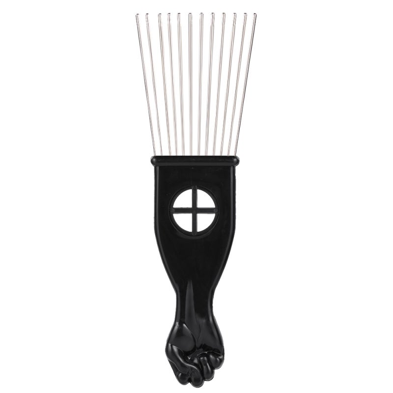 Afro Comb: 3 Pcs Metal Wide Teeth - Classic Black Fist Design Pick Comb for Curly Afro Hair DIY Hairstyling - Image 4